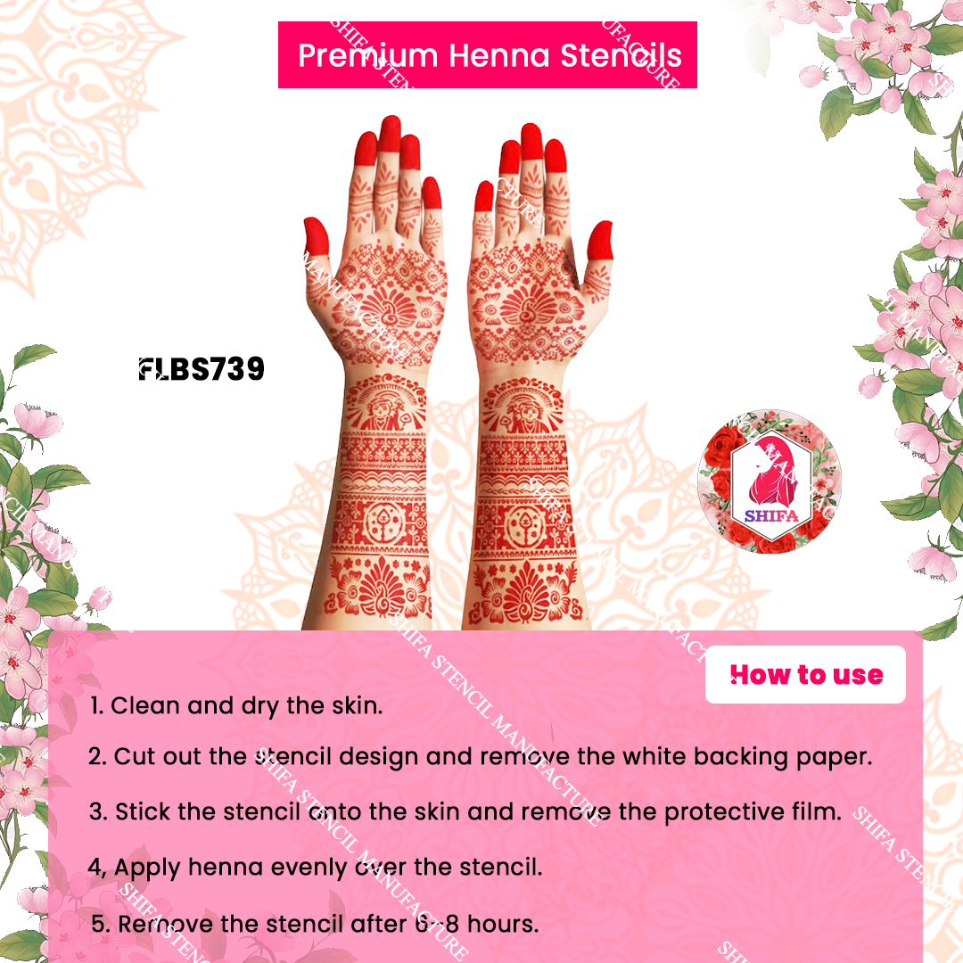 FLBS 739 Lord Murugan Divine Stencil Design Double Hand Henna Stencil